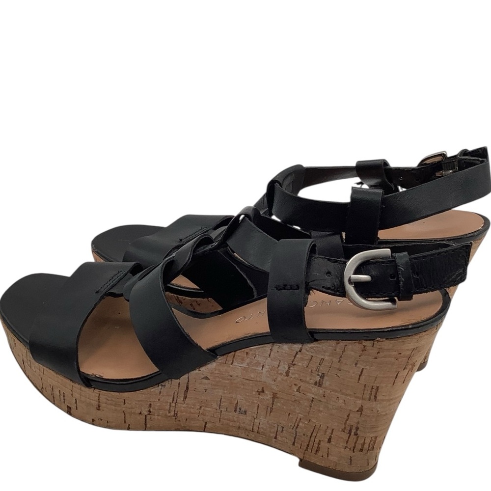 Franco Sarto Black and Brown‎ Sandals with Platform Sole